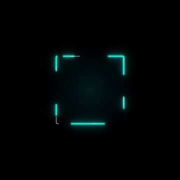 Glowing neon blue square frame futuristic digital overlay