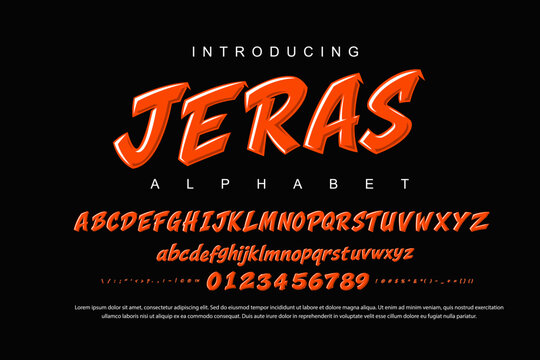 Jeras Font Vector Set - Dynamic Racing Alphabet, Numbers, and Symbols on Black Background