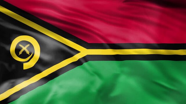 Vanuatu flag waving in wind, Oceania nation, patriotic symbol, national emblem.