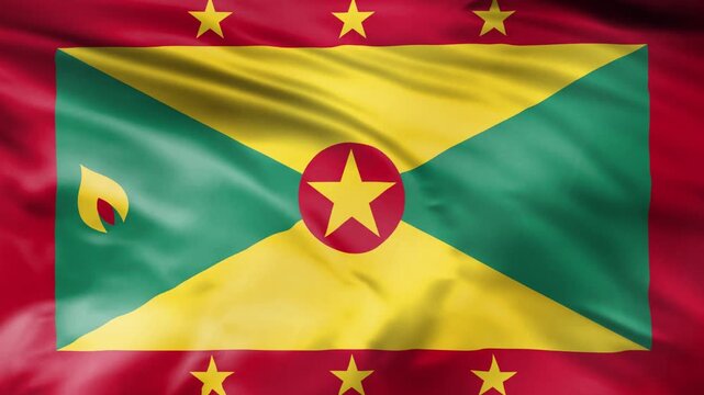 Grenada national flag waving background for patriotic design projects