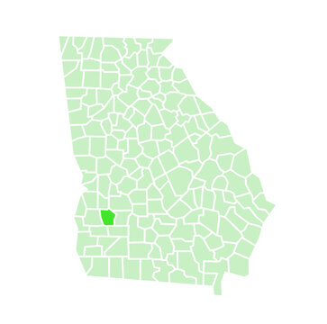 Terrell County Highlighted on Georgia State Vector Map