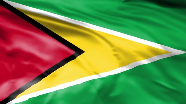 Flag of guyana waving loop, national symbol fabric background footage