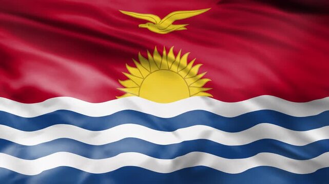 Flag of Kiribati waving background loop for patriotic design projects