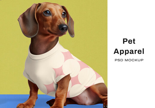 Dachshund Wearing Stylish Pet Apparel Mockup PSD