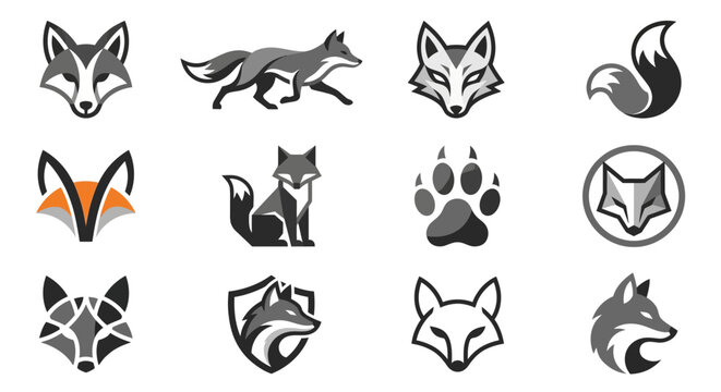Collection of fox logo designs.