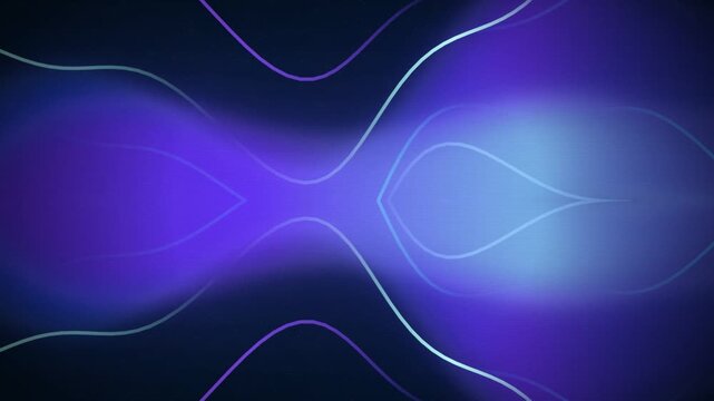 Vibrant purple and blue gradient waves intersect in a dark space abstract moving wave background seamless