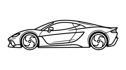 Fototapeta premium Sleek sports car in a modern illustration style on a white background