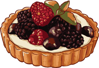  Vector illustration of a fresh mixed berry tart  © dolphinno