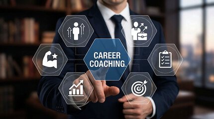 Fototapeta premium Career Coaching Professional Development Leadership Growth Success Strategy Concept