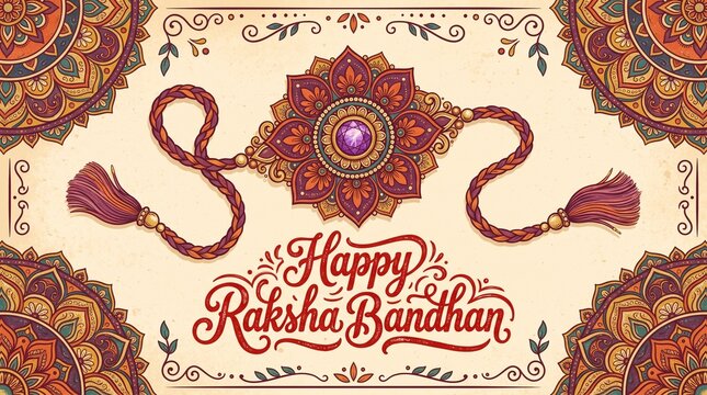 Decorated rakhi for Indian festival Raksha Bandhan Greeting Card Template Design with nice illustration in a creative background,