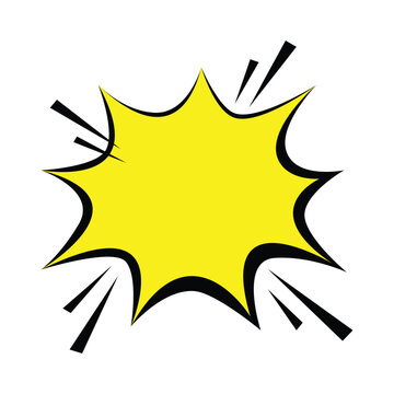 Comic Style Yellow Speech Bubble Explosion Banner with Dynamic Pop Art Burst Design