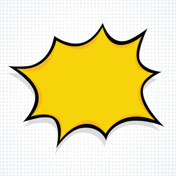 Comic Style Yellow Speech Bubble Banner with Pop Art Explosion Frame Design
