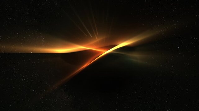 Abstract multicolor glow sphere with rays, science background. Bizzard planet structure in space, 4k