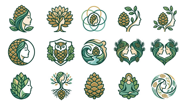 Pinecone Nature Logos and Icons.