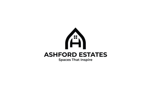 Ashford Estates Real Estate Logo, Minimalist Letter A and H House Vector