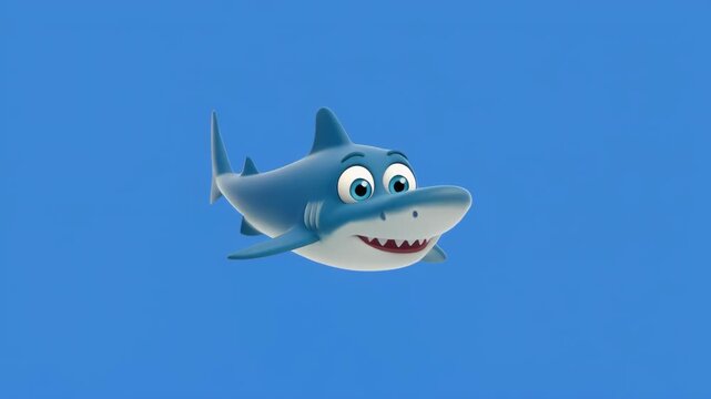 Playful cartoon sharks swimming in blue ocean water with gentle motion