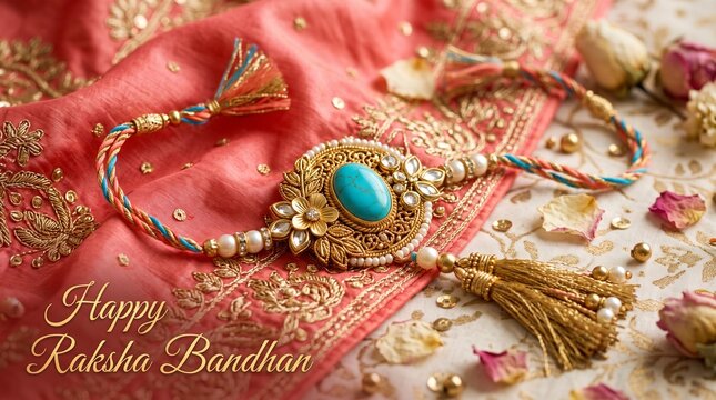 Indian festival Raksha Bandhan with beautiful Rakhi bracelet.