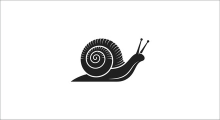 Black Snail Silhouette On White Background Minimalist Graphic Design © mdaburaihan