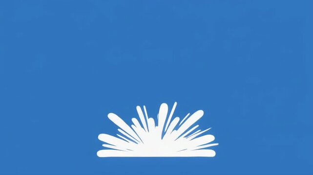 Abstract water splashes expanding outward against a blue background with white semi-circles