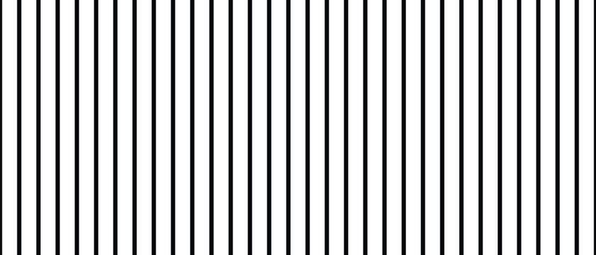 Minimalist black and white vertical striped pattern banner. This classic pinstripe texture offers a clean geometric look. Ideal for fashion design layouts and modern web backgrounds.