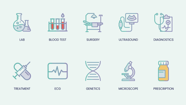 Emergency hospital services icon collection &ndash; Suitable for critical care websites, emergency response apps, or paramedic training material.