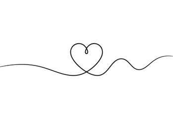 Fototapeta premium Simple black heart line art on white background