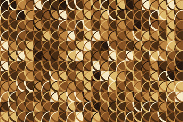 Seamless Abstract Gold and Brown Geometric Fish Scale Pattern Background © ShemoRani