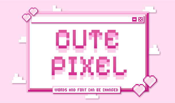 Pink Cute Pixel Art Text Effect for Retro for Arcade UI and Retro styled Design