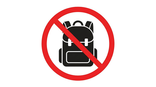 No backpack or bag icon with red prohibition sign