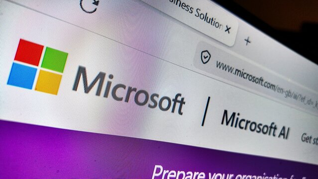 a computer screen with Microsoft website displayed