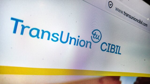 a computer screen with Transunion cibil website displayed...India's pioneer information and insights company