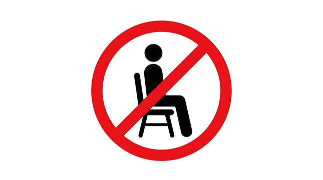 No sitting or waiting sign with person on chair