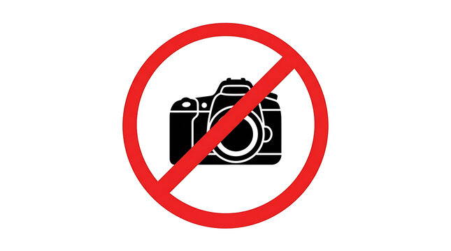 Camera photography icon with prohibition symbol