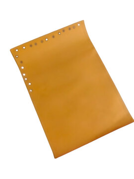 Single blank sheet of orange lined paper with holes from a notebook spiral