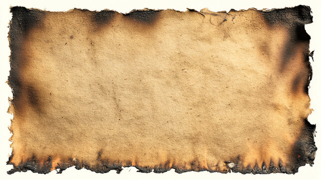 A textured, aged paper with burnt edges, perfect for backgrounds or vintage-themed projects.