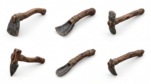 Traditional adze tools for wood carving and shaping. Hand-forged axes used in canoe building and craftsmanship.