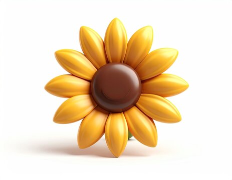Decorative Sunflower Brooch with Brown Center and Yellow Petals.