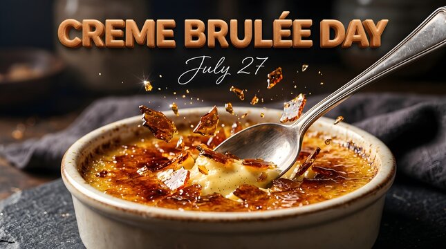 Creme Brulee dessert, caramelized sugar, creamy treat, sweet food