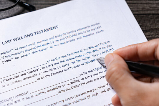 Close Up of Fountain Pen Nib on Last Will and Testament Paperwork