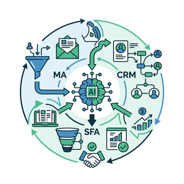 Central AI core integrating marketing, sales and customer relationship workflows