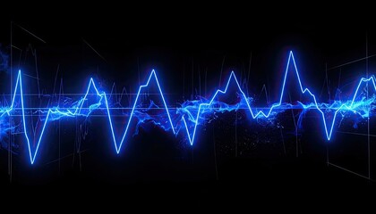 Fototapeta premium Dynamic Blue Digital Sound Wave Background. Abstract Futuristic Energy Glow. Technology Concept.