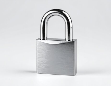Shiny Metal Padlock Isolated on a White Background.