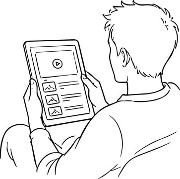 Person watching videos on a tablet device, enjoying digital content at home