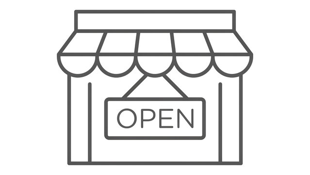 Open shop store storefront icon with awning business commerce commercial
