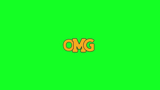 Text "OMG" appearing on green screen, expressive reaction footage