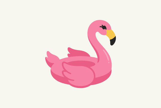 A cute pink flamingo pool float on a white background