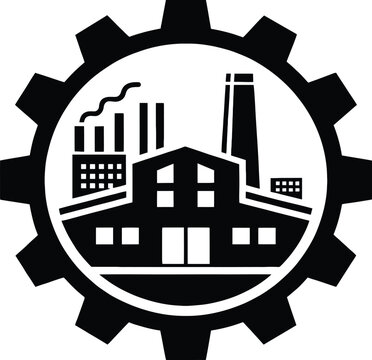factory automation silhouette vector icon  bold ge