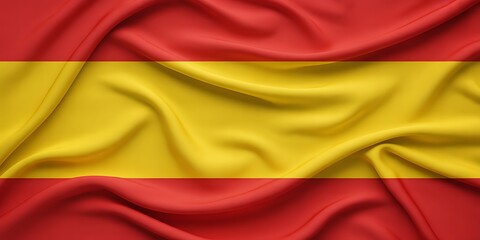 Obraz premium Spanish national flag with red and yellow horizontal stripes waving
