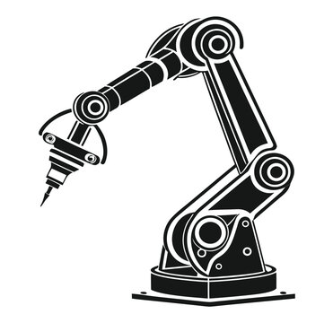 humanoid robot arm silhouette vector icon  bold ge