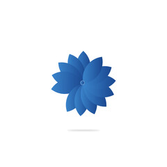 Fototapeta premium Blue Floral Bloom Logo Template | Minimal Geometric Vector Design